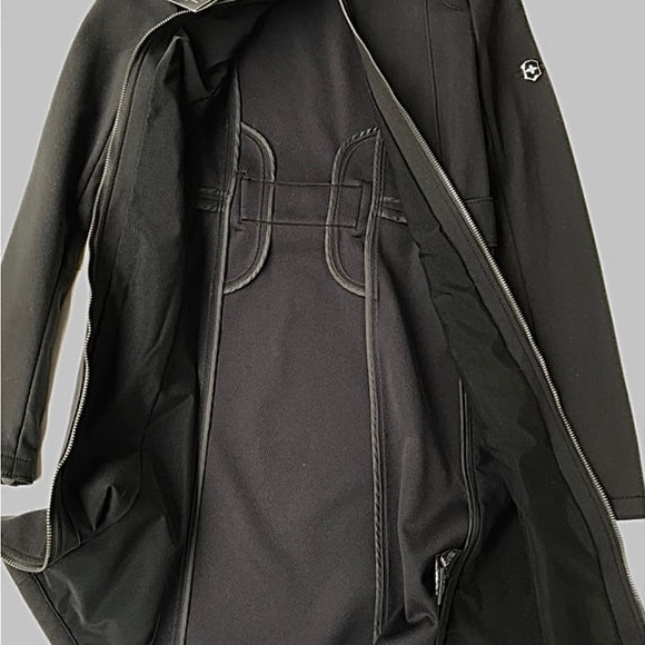 Ladies Y2K Long Black Coat, Victorinox Swiss Army, Fitted Coat, Sz 0(XS) NWT - Picture 7 of 11